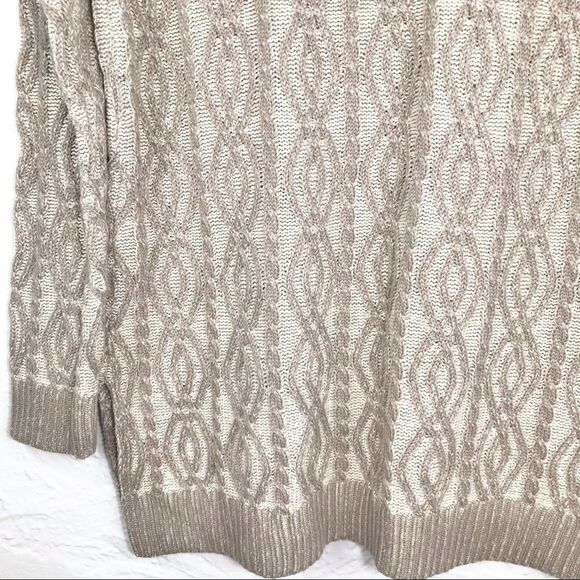 EightEightEight Cream Tan Pattern Cable Knit Sweater NEW - Picture 5 of 11